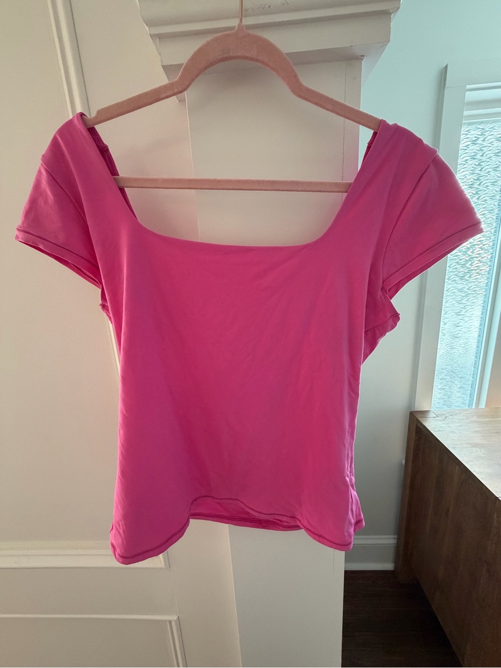 PINK Victoria's Secret Hot Pink Scoop Neck Short Sleeve Top
